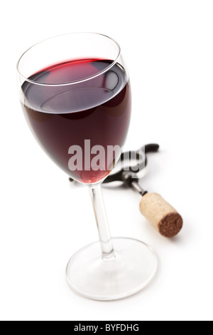Bicchiere di vino rosso su sfondo bianco Foto Stock