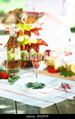 Pasto con astaci sul tavolo per esterno Foto Stock