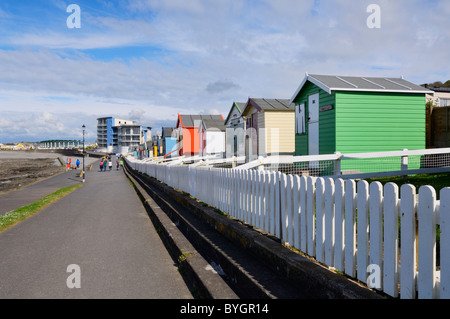 Spiaggia di capanne in Condino Sulla North Devon Coast, Inghilterra. Foto Stock