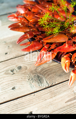 Pasto con astaci sul tavolo per esterno Foto Stock