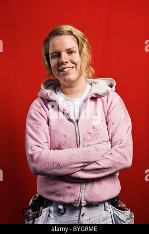 Studio ritratto di donna pittore di costruzione Foto Stock