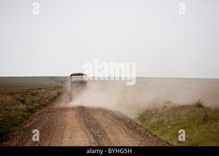 La strada attraverso il Serengeti Plain, Tanzania Africa Foto Stock