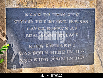 Memoriale di Richard io in Oxford, meglio noto come Cuor di Leone. Egli è stato sopportato in Oxford 1157; Gedenkplatte für Richard Löwenherz Foto Stock