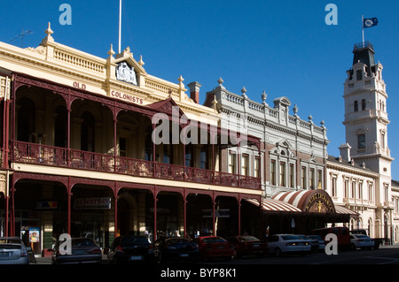 Facciate vittoriane in Lydiard Street a Nord, Ballarat, Victoria, Australia Foto Stock