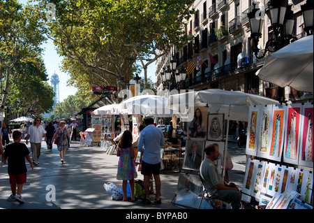 Artista sulla Rambla Barcellona Spagna Foto Stock