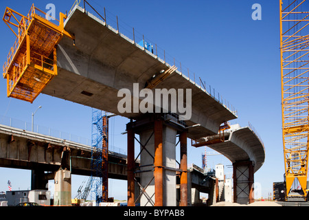Stati Uniti d'America, New Jersey, Perth Amboy, parzialmente completata ponte sito in costruzione lungo il Jersey Shore Foto Stock