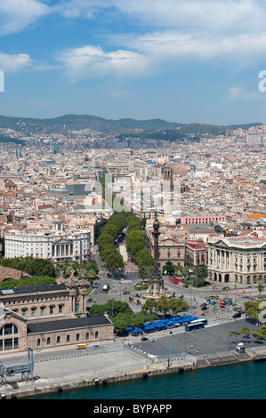 Vista in elevazione della Rambla Barcellona Spagna Foto Stock