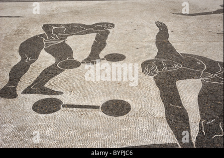 Italia, Roma, foro Italico, Stadio dei Marmi, Stadio di marmo, mosaico Foto Stock