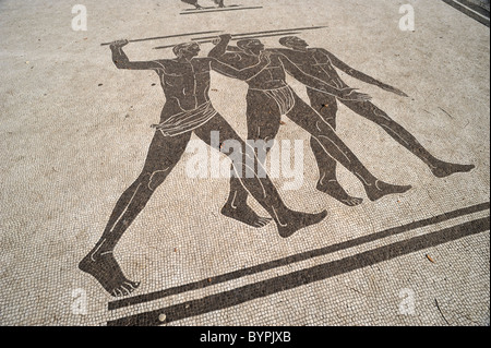 Italia, Roma, foro Italico, Stadio dei Marmi, Stadio di marmo, mosaico Foto Stock