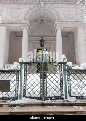 La Morgan Library and Museum, Murray Hill, tempesta di neve, NYC Foto Stock