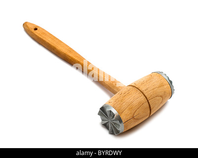 Legno argento tenerizzatore isolati su sfondo bianco Foto Stock