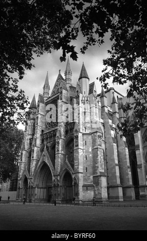 Bianco e nero Westminster Abbey - uno di Londra più grandi simboli Foto Stock