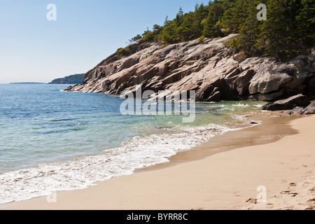 Spiaggia di sabbia a Parco Nazionale di Acadia vicino a Bar Harbor, Maine Foto Stock