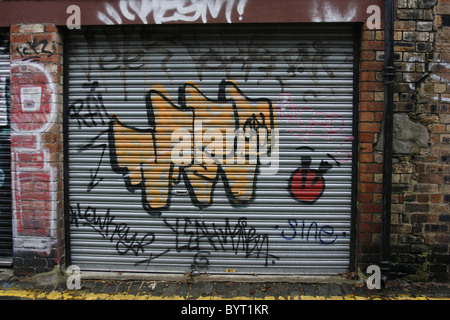 I graffiti sulla porta del garage Foto Stock