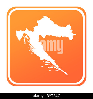 Illustrazione della Croazia pulsante mappa; isolati su sfondo bianco. Foto Stock