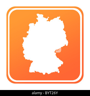 Illustrazione della Germania pulsante mappa; isolati su sfondo bianco. Foto Stock