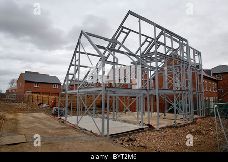 Struttura in metallo per un newbuild home nel Regno Unito. Foto Stock