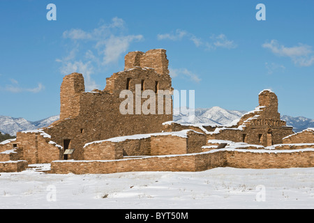 La missione di San Gregorio de Abo resti in inverno Foto Stock