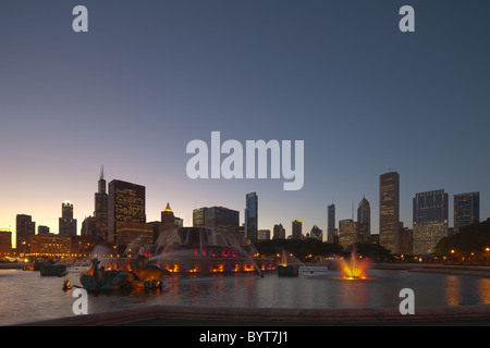 Buckingham Fountain, Grant Park, Chicago, Illinois, Stati Uniti d'America Foto Stock