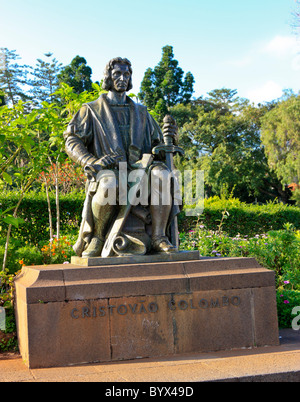 Statua di Cristoforo Colombo in Santa Catarina Park, Funchal, Madeira Foto Stock