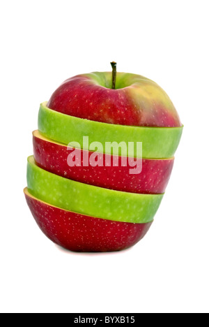 Fette di mela verde e rosso Foto Stock