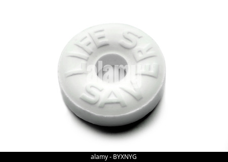 Life Saver candy su bianco Foto Stock