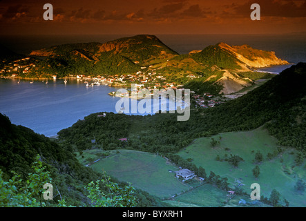 Panoramica, Porto, Porto, città, Le Bourg, Terre-de-Haut des Saintes, Les Saintes, Guadalupa, French West Indies Foto Stock