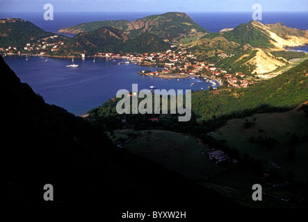 Panoramica, Porto, Porto, città, Le Bourg, Terre-de-Haut des Saintes, Les Saintes, Guadalupa, French West Indies Foto Stock