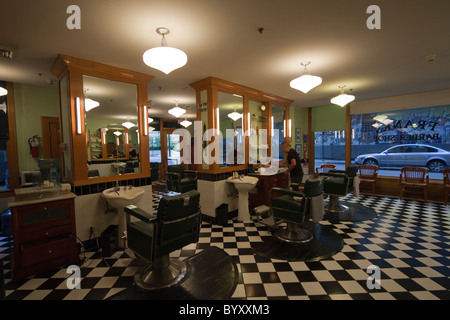 Barbiere, Monadnock Building, Chicago, Illinois, Stati Uniti d'America Foto Stock