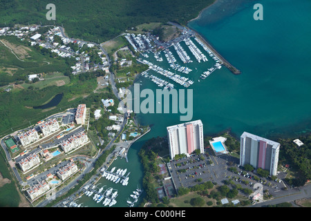 Vista aerea di Fajardo Puerto del Rey marina Puerto Rico. Foto Stock