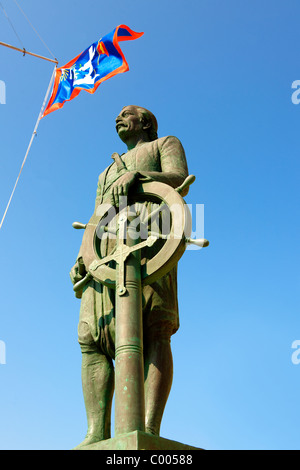 Statua di Ammiraglio di Andreas Miaoulis, Hydra, Grecia CICLADI Foto Stock