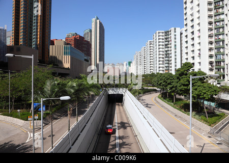 Street nella città di Kowloon, Hong Kong Foto Stock