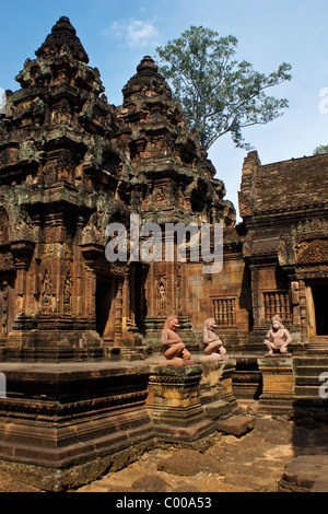 Il Banteay Srei tempio Khmer, Siem Reap, Cambogia Foto Stock