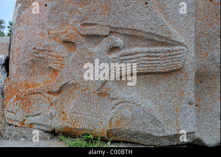 Double-headed eagle sulla Sfinge gate, Alacahöyük, Turchia 101002 38566 Foto Stock