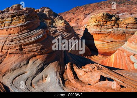 Le principali formazioni di onda in Arizona Coyote Buttes North deserto e vermiglio scogliere monumento nazionale. Foto Stock
