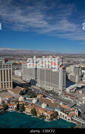 Una veduta aerea di Cesars Palace Hotel e Casinò di Las Vegas Foto Stock