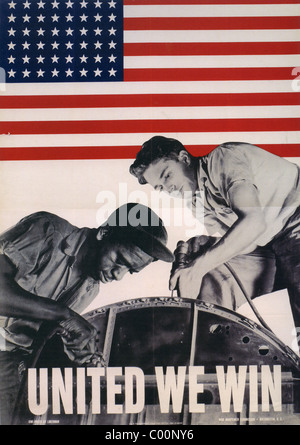 UNITED WE WIN 1942 guerra americana poster di sforzo Foto Stock
