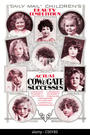 Annuncio 1920s pagina piena nella rivista dei consumatori per il Daily MAIL PER BAMBINI CONCORSO DI BELLEZZA Foto Stock
