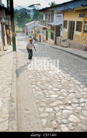 General street view nella città di Copan Ruinas, Honduras. Foto Stock