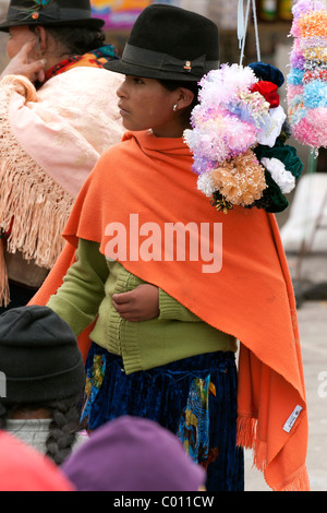 Prese a Zumbahua indigeni mercato del sabato, Ecuador, vicino a Latacunga e Lago di Quilotoa Foto Stock