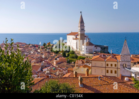 Vista dalle mura, pirano, Slovenia, Europa Foto Stock