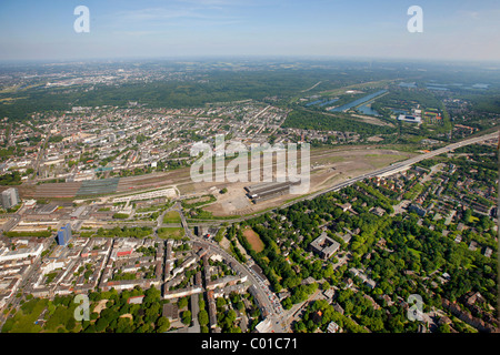 Vista aerea, sede di eventi della Loveparade 2010, Gueterbahnhof Duisburg Mitte stazione merci, Duisburg, Ruhrgebiet area Foto Stock