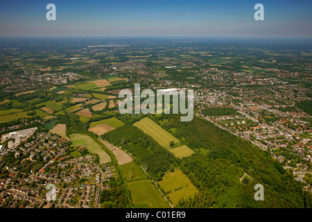 Vista aerea, Schlosspark Herten, nei giardini del palazzo, Herten moated castle, Barockpark, Herne, la zona della Ruhr, Renania settentrionale-Vestfalia Foto Stock