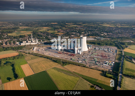 Vista aerea, nuova costruzione di un impianto di potenza, costruzione di congelare, EON Datteln4 Power Plant, carbone power station Foto Stock