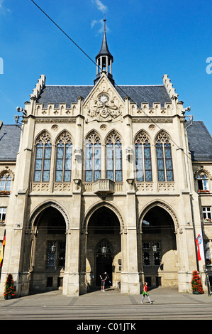 Erfurt city hall costruito nel revival gotico o stile neogotico, Fischmarkt mercato del pesce, Erfurt, Turingia, Germania, Europa Foto Stock