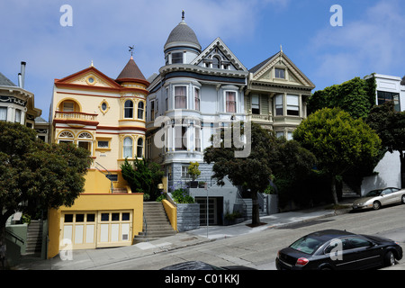 Case vittoriane di San Francisco, California, Stati Uniti d'America, America Foto Stock