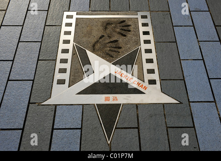 Memoriale di Jackie Chan sul Viale delle Stelle, Hong Kong, Cina, Asia Foto Stock