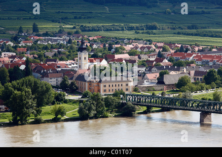 Mautern an der Donau, fiume Danubio, valle di Wachau, regione Waldviertel, Austria Inferiore, Austria, Europa Foto Stock