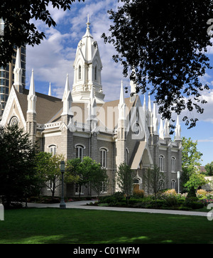 Assembly Hall, cappella funebre, tempio della Chiesa di Gesù Cristo dei Santi degli Ultimi Giorni, Chiesa dei Mormoni, Temple Square Foto Stock