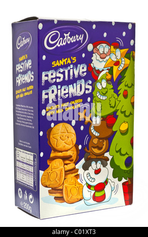 Scatola di Cadbury festosa amici biscotti di Natale Foto Stock